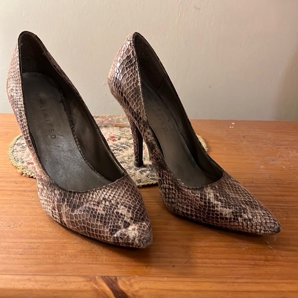 The Limited Sassy Snakeskin heels!